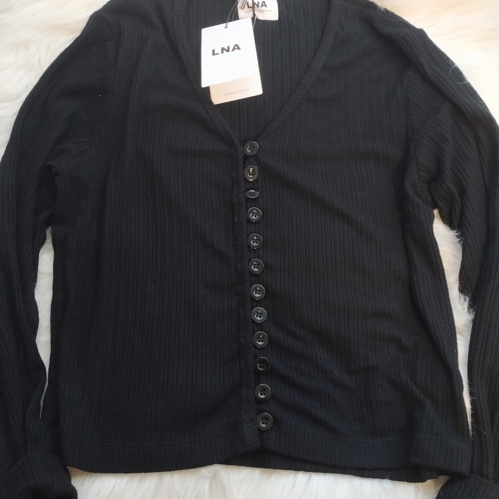 LNA Ribbed Knit Cardigan/Top - Picture 3 of 10